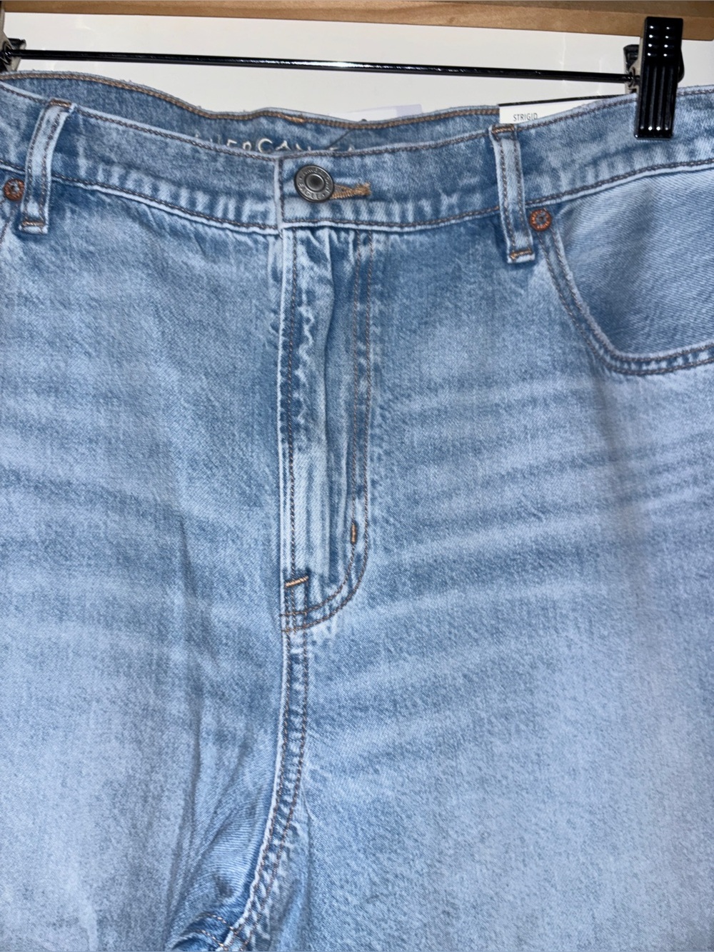 American Eagle Striged Low-Rise Baggy Flare Jeans Women 16L NEW Drape Stretch - Picture 5 of 11